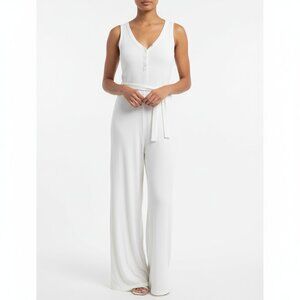 NWT‎ Bobi Los Angeles Cream Ribbed Belted Sleeveless Jumpsuit – Women’s Small